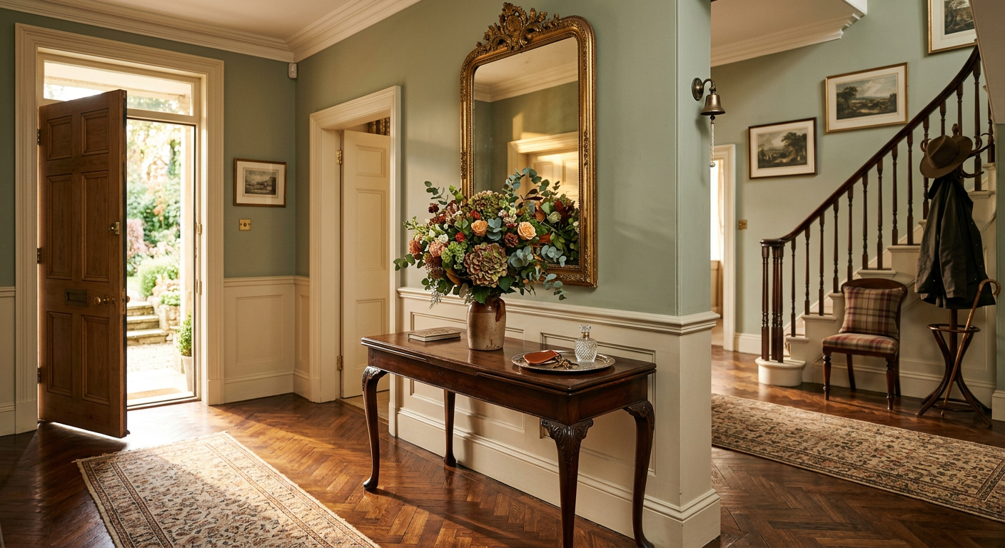 An elegant entrance hall, ready for meeting a partner’s family